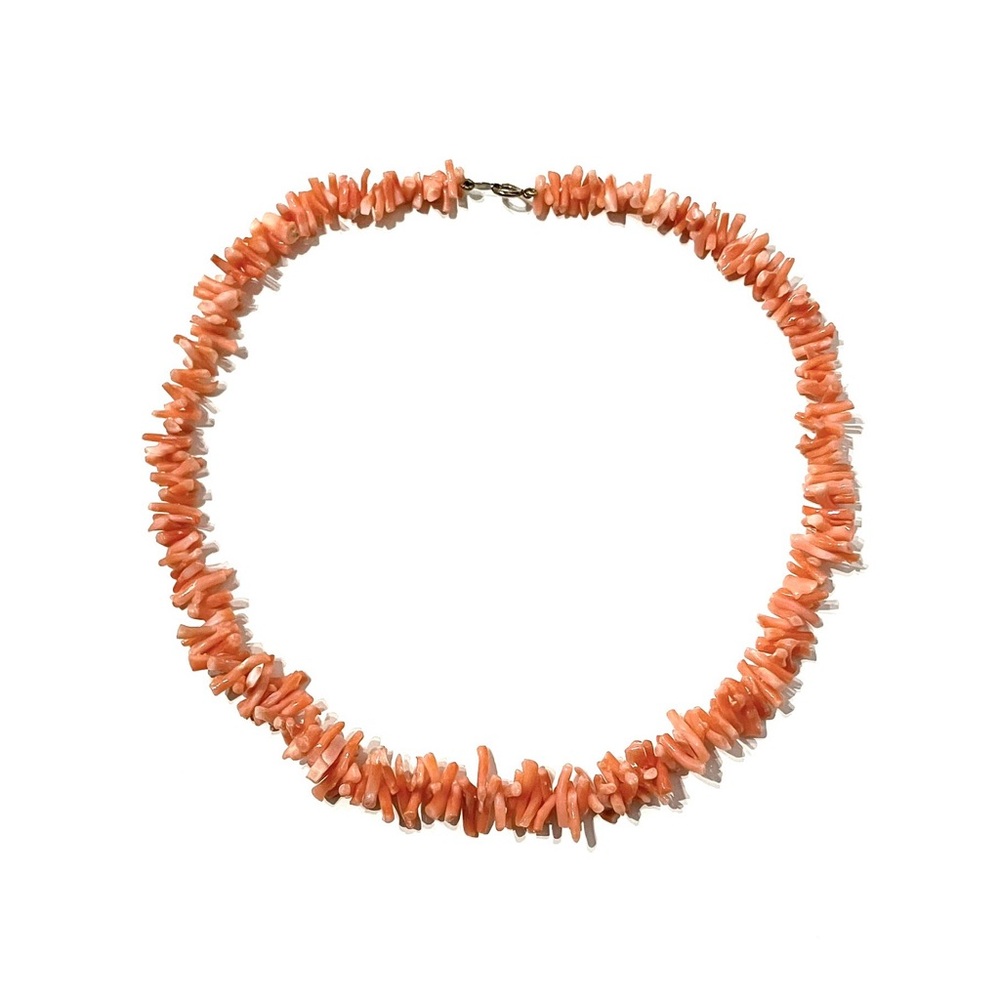 Vintage Salmon Branch Coral Choker Necklace 15”